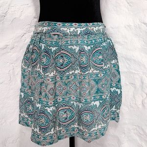 Wet Seal bohemian print teal rayon mini skirt